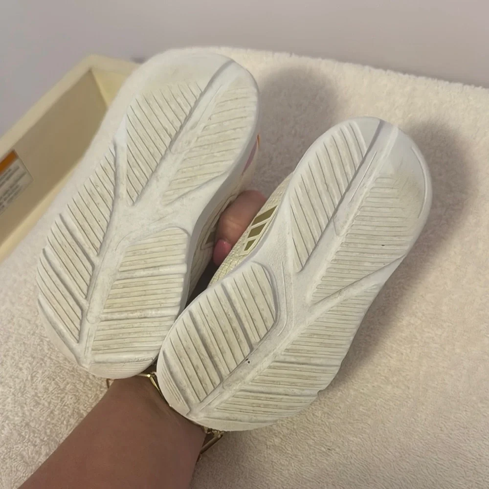 Adidas Cream and Gold Sneakers with Velcro Closure